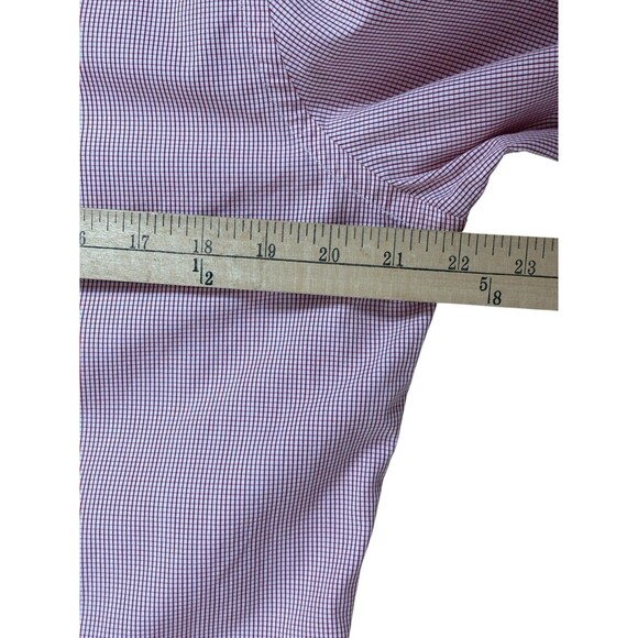 J. Lindeberg Long Sleeve Button Down Shirt Men's Size 16 Red and White Checks - Picture 9 of 10